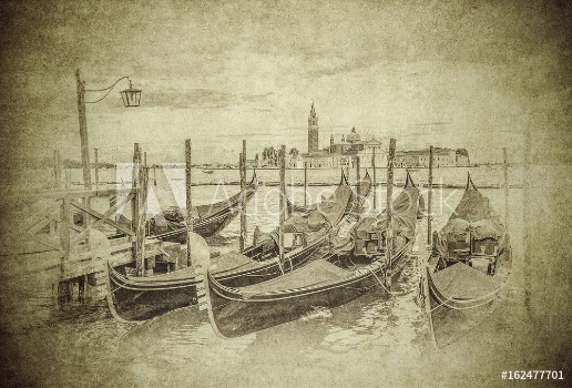Picture of Vintage image of Gondolas at Grand Canal Venice Italy